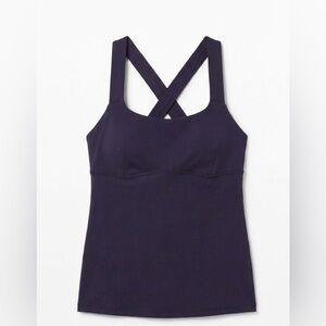 Lululemon Deep Purple Cross Back Tank Top Built-In Bra Yoga Pilates Size 4